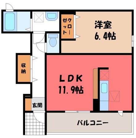 栃木駅 バス11分  二杉神社前下車：停歩4分 1階の物件間取画像